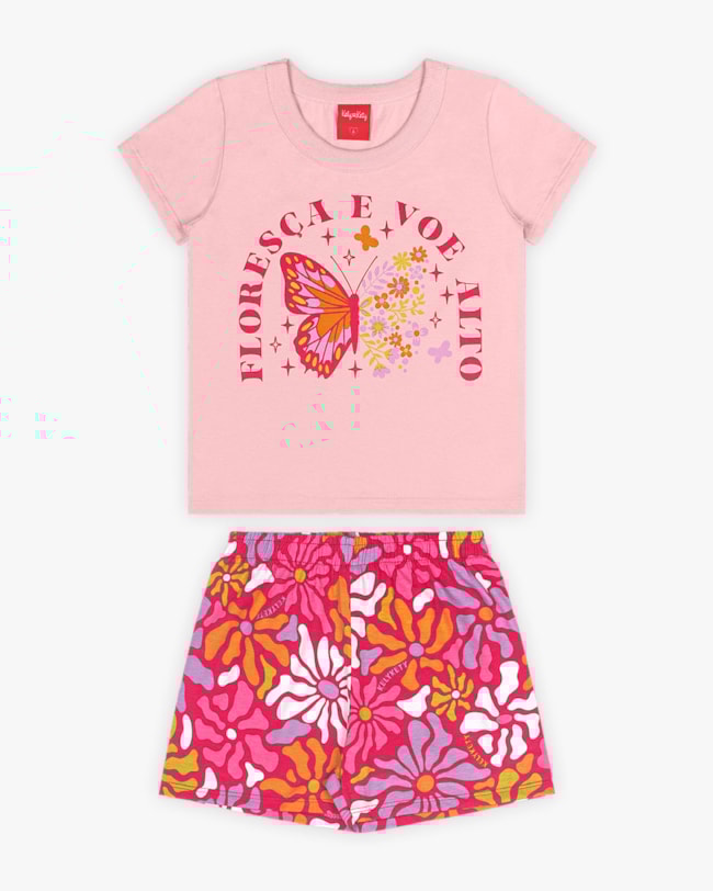 Conjunto Infantil Feminino em Meia Malha Estampada - Kely Kety - Sugar-ca715920-598c-4a57-97ac-67c3487b1f6c
