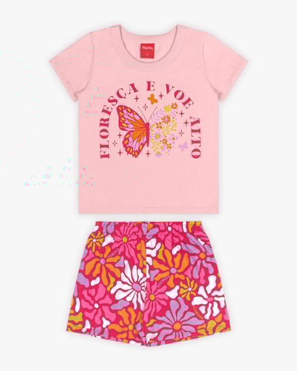 Conjunto Infantil Feminino em Meia Malha Estampada - Kely Kety - Sugar