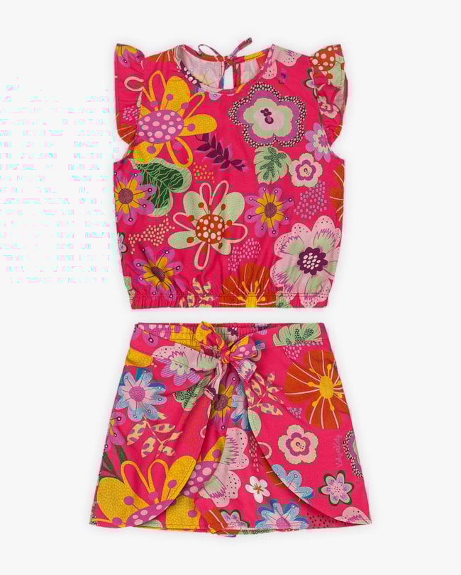 Conjunto Infantil Feminino em Viscose Estampada - Kely Kety - Cherry-39d77a72-d57c-4b38-803f-05dae74f9a63