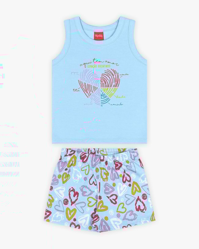 Conjunto Infantil Feminino Estampa Corações - Kely Kety - Azul-2e1649f6-1042-4cde-bd12-cdd5e0895344