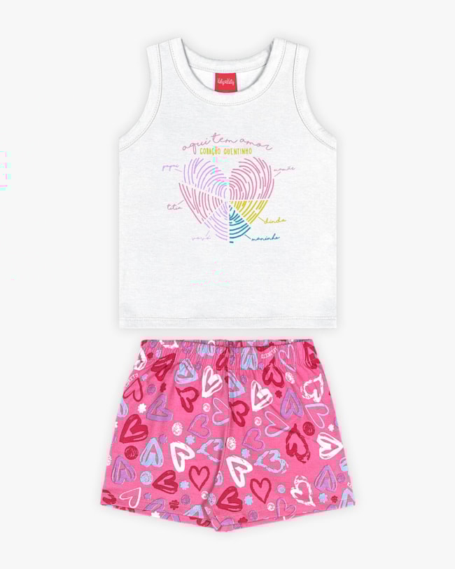 Conjunto Infantil Feminino Estampa Corações - Kely Kety - Branco-e7441d55-1eb0-4fbf-af0d-a522de3ab2ad