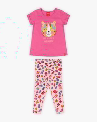 Conjunto Infantil Feminino Estampa Oncinha - Kely Kety - Blossom