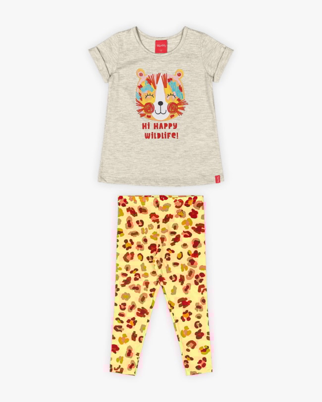 Conjunto Infantil Feminino Estampa Oncinha - Kely Kety - Mescla-c37a40a3-7400-458c-aa3f-2196365a29d6