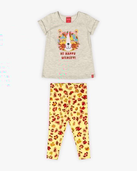 Conjunto Infantil Feminino Estampa Oncinha - Kely Kety - Mescla