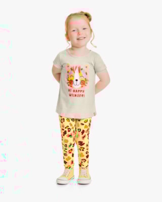 Conjunto Infantil Feminino Estampa Oncinha - Kely Kety - Mescla