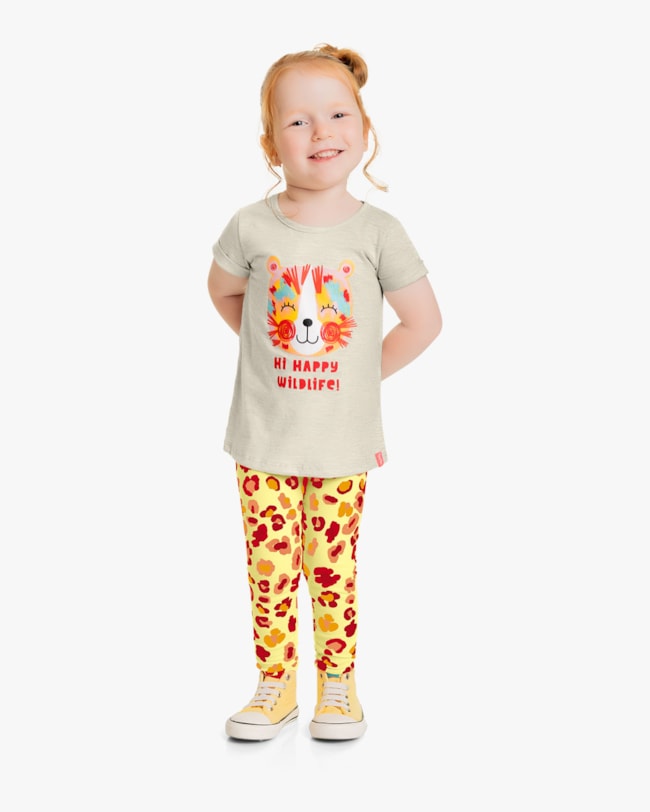 Conjunto Infantil Feminino Estampa Oncinha - Kely Kety - Mescla-657cbe6b-8d0f-4c6a-baac-b9424712f739