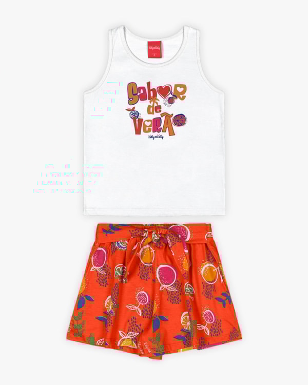 Conjunto Infantil Feminino Estampa Sabor de Verão - Kely Kety - Branco