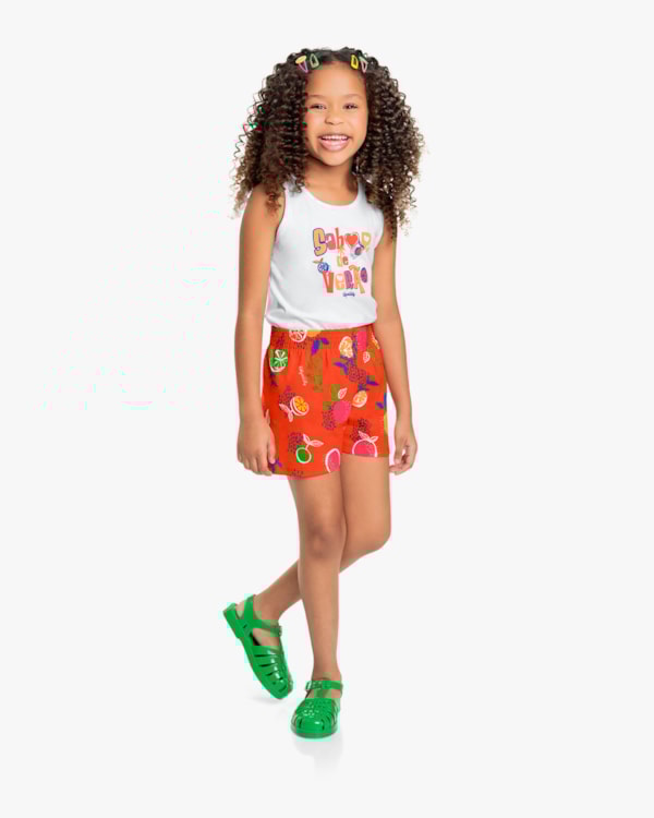 Conjunto Infantil Feminino Estampa Sabor de Verão - Kely Kety - Branco
