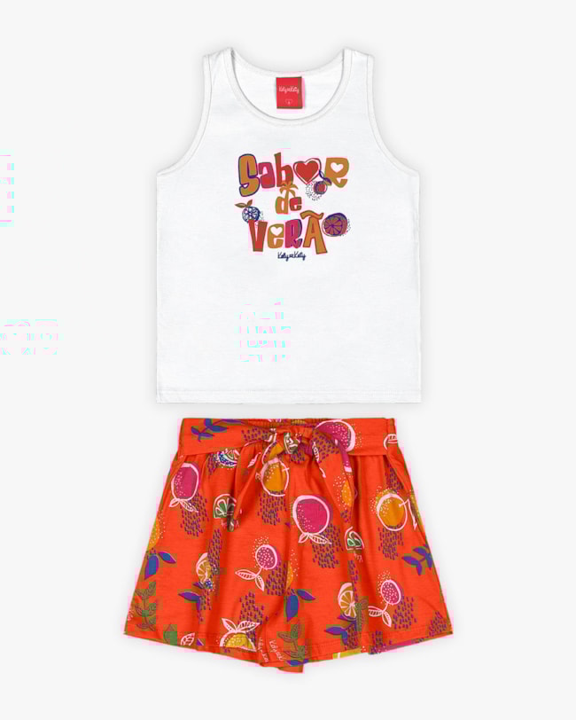 Conjunto Infantil Feminino Estampa Sabor de Verão - Kely Kety - Branco-24308c45-d070-4b2a-af28-c9f02e95ab0e
