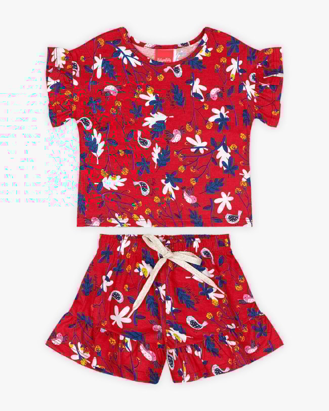 Conjunto Infantil Feminino Estampado em Meia Malha - Kely Kety - Vermelho-4901fdbd-d87c-476a-9edf-111824347ff5