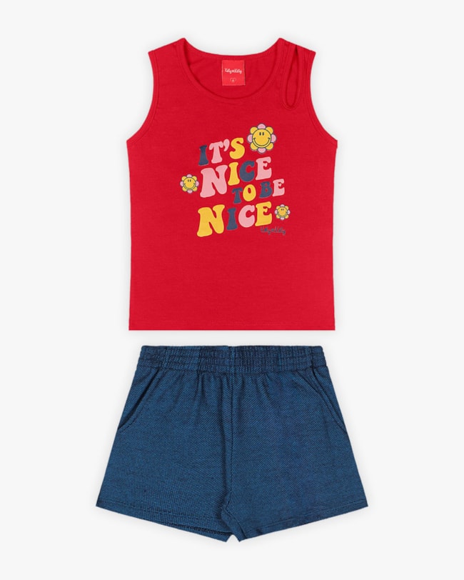 Conjunto Infantil Feminino Regata Cut Out e Shorts - Kely Kety - Tomato-22dd572c-3ebd-4d6f-9c47-df505dc3fb54