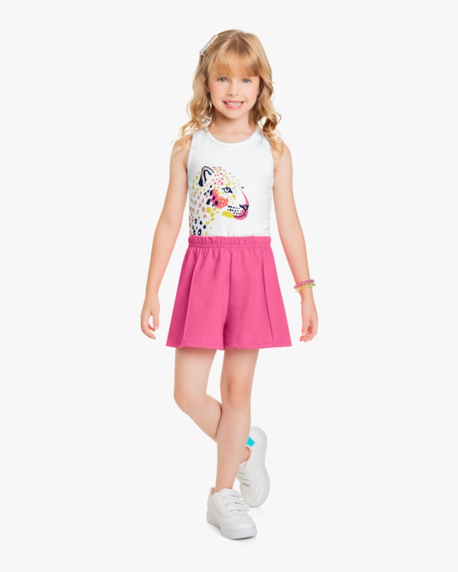 Conjunto Infantil Feminino Regata e Shorts - Kely Kety - Branco-5b69c12b-f8b7-42de-ab8f-71b13e411871