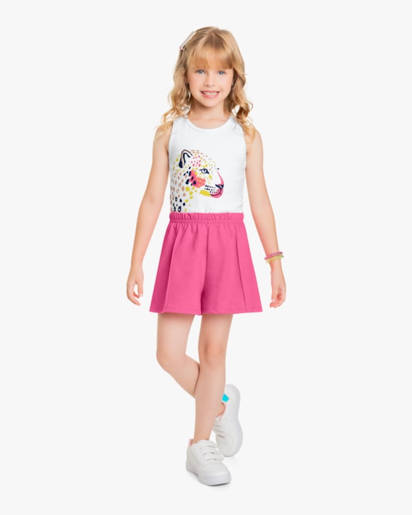 Conjunto Infantil Feminino Regata e Shorts - Kely Kety - Branco