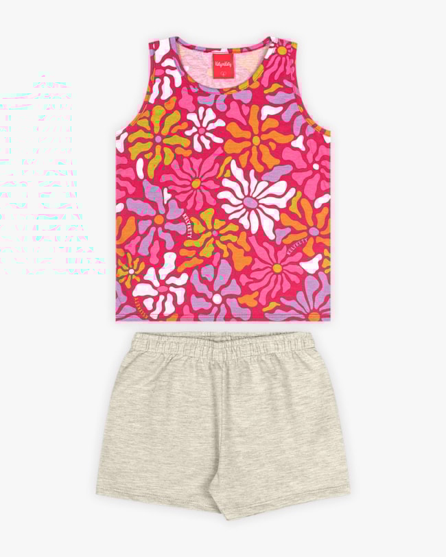 Conjunto Infantil Feminino Regata Estampada e Shorts - Kely Kety - Cherry-f403f2d2-fc76-49f3-a5df-4937b8209e45