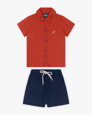 Conjunto Infantil Masculino Camisa e Bermuda - ReiRex - Cerâmica