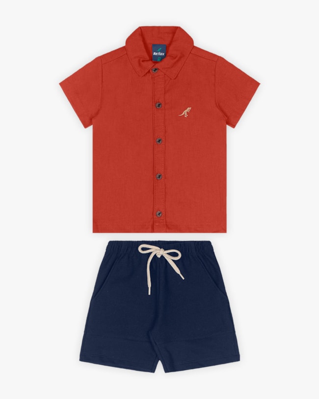 Conjunto Infantil Masculino Camisa e Bermuda - ReiRex - Cerâmica-24431845-cec1-43cc-acc2-f15e155ee298