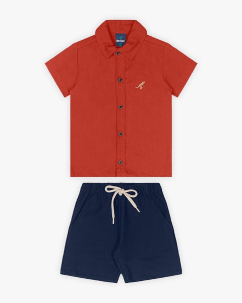 Conjunto Infantil Masculino Camisa e Bermuda - ReiRex - Cerâmica