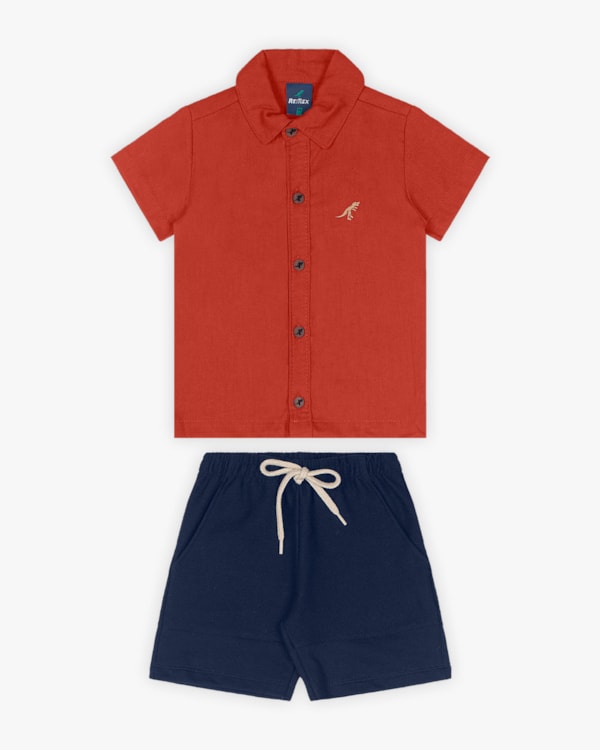 Conjunto Infantil Masculino Camisa e Bermuda - ReiRex - Cerâmica