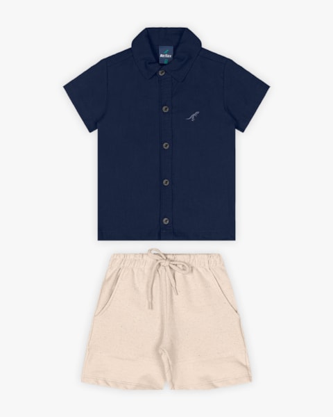 Conjunto Infantil Masculino Camisa e Bermuda - ReiRex - Noturno