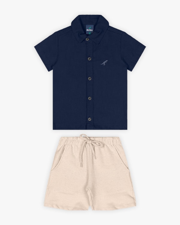 Conjunto Infantil Masculino Camisa e Bermuda - ReiRex - Noturno