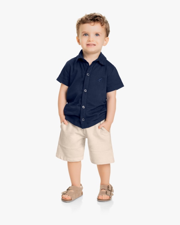 Conjunto Infantil Masculino Camisa e Bermuda - ReiRex - Noturno