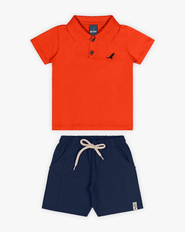 Conjunto Infantil Masculino Camisa Polo e Bermuda - ReiRex - Carrot-e2925068-ce48-4576-845e-676ba1e1bf18