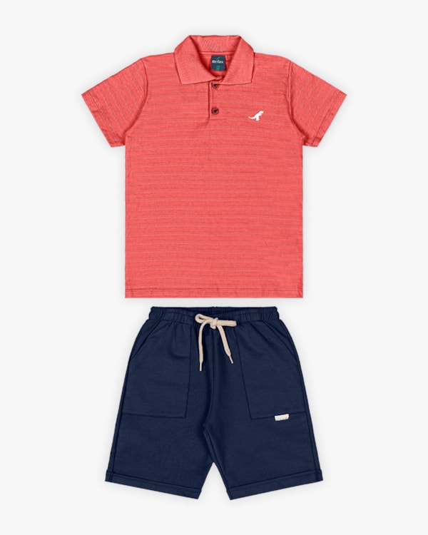 Conjunto Infantil Masculino Camisa Polo e Bermuda - ReiRex - Lagosta
