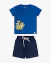 Conjunto Infantil Masculino Camiseta Estampa Pantanal e Bermuda- ReiRex - Azul-5758ac10-e38a-4d6c-a1b0-eaa40c32bd84