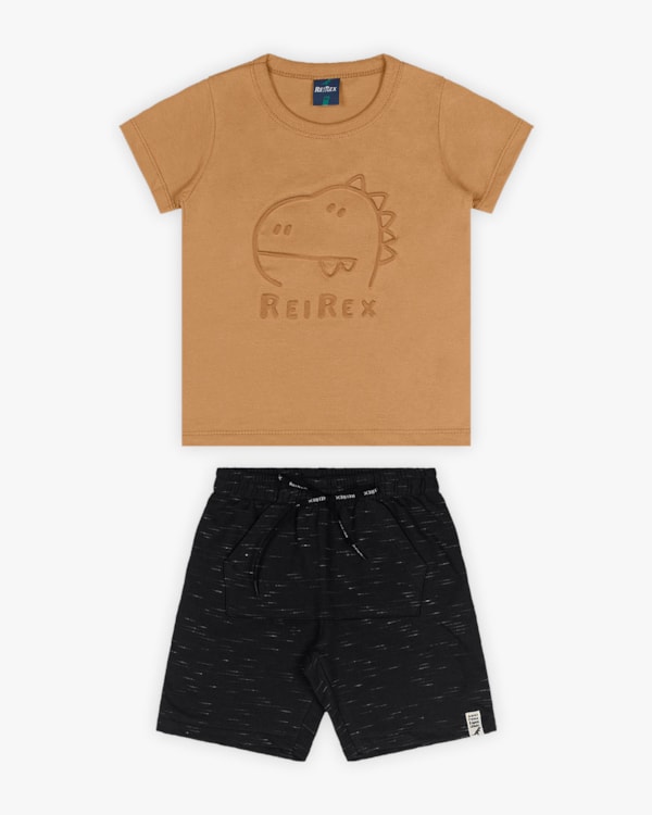 Conjunto Infantil Masculino com Estampa Relevo de Dino - Capim Dourado