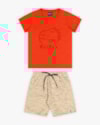 Conjunto Infantil Masculino com Estampa Relevo de Dino - ReiRex - Carrot-48bc8e51-22c3-4b96-89b8-9c64b7e0c0a2