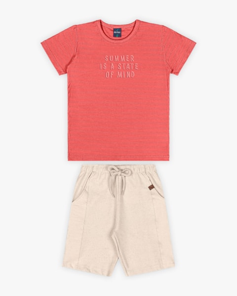 Conjunto Infantil Masculino com Estampa Relevo- ReiRex - Lagosta