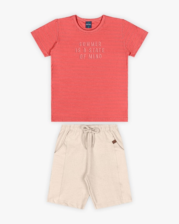 Conjunto Infantil Masculino com Estampa Relevo- ReiRex - Lagosta