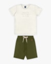 Conjunto Infantil Masculino com Estampa Relevo- ReiRex - Natural-42cc9d13-be41-47b7-a84a-164257b4d25c