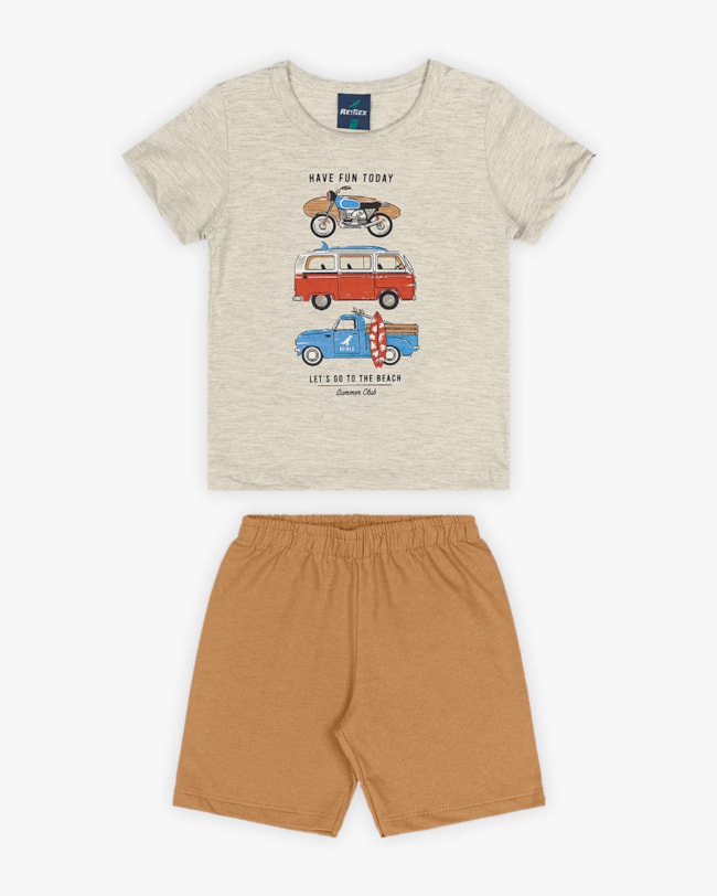 Conjunto Infantil Masculino Estampa Aventura na Praia - Rei Rex - Mescla-7c7b52a4-5c85-43e3-b3ca-c5fcce708569