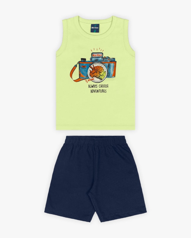 Conjunto Infantil Masculino Estampa Câmera de Aventura - Rei Rex - Matcha-1e29888e-e00b-4444-8e5b-fc7f691872b1