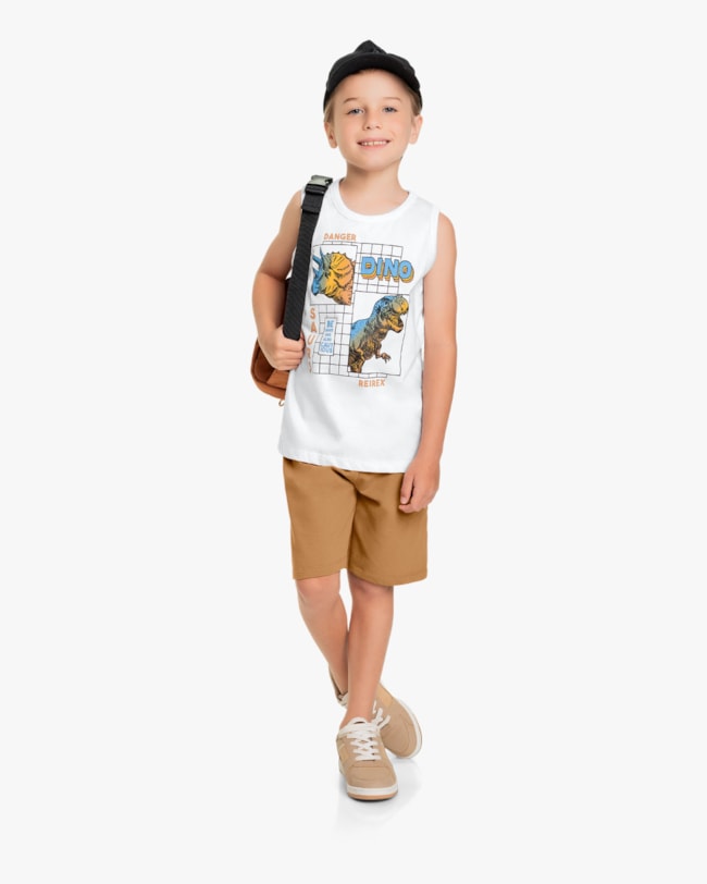 Conjunto Infantil Masculino Estampa Dinossauro - Rei Rex - Branco-f6b80472-117f-4349-b5c3-6e1f44feb6bf