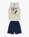 Conjunto Infantil Masculino Estampa Dinossauro - Rei Rex - Mescla-0f2cbcb8-07f5-4d78-9df2-2c99f162f488