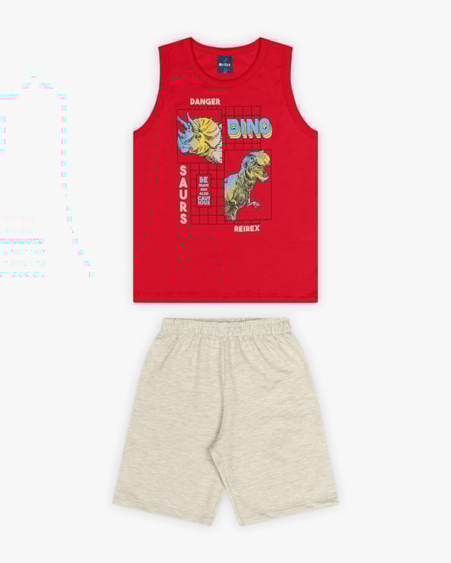 Conjunto Infantil Masculino Estampa Dinossauro - Rei Rex - Tomato-e29d585d-48a4-4a94-b855-2000bee319cb