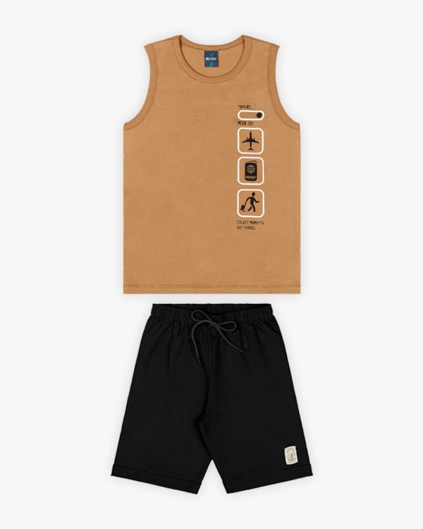 Conjunto Infantil Masculino Estampa Explore o Mundo - Rei Rex - Capim Dourado