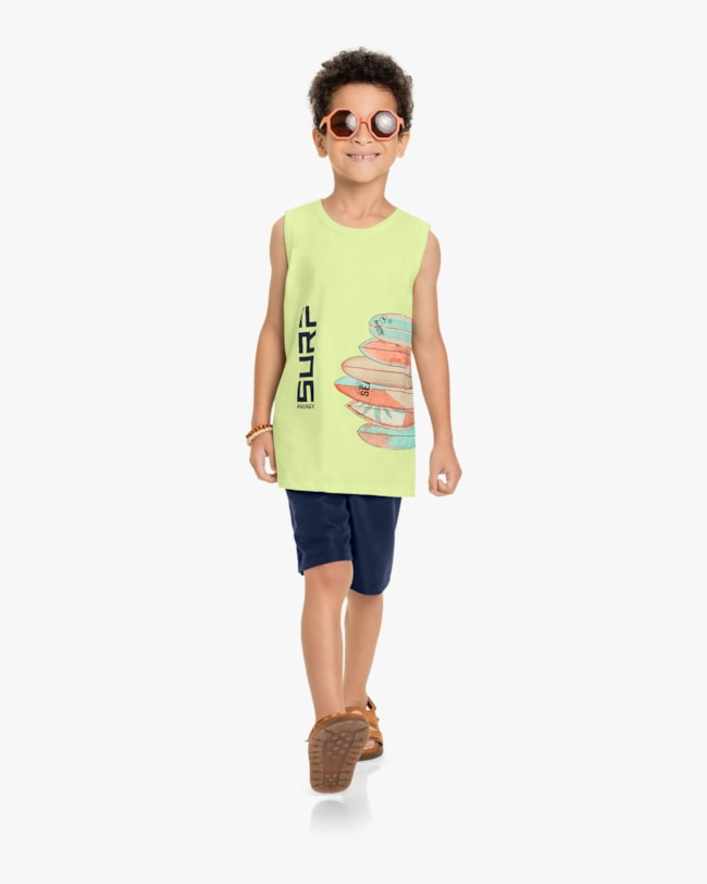 Conjunto Infantil Masculino Estampa Pranchas de Surf - Rei Rex - Matcha-97404a5e-2cea-44e3-b9c7-5e28eec05967