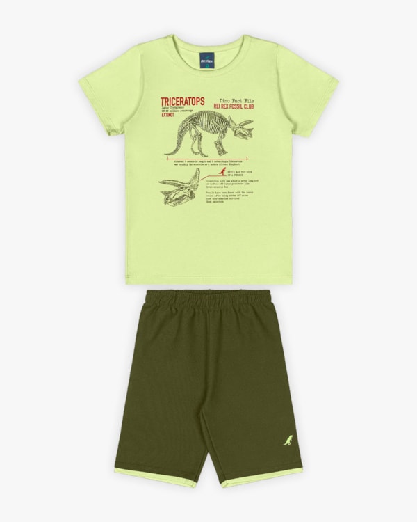 Conjunto Infantil Masculino Estampa Triceratops - ReiRex - Matcha