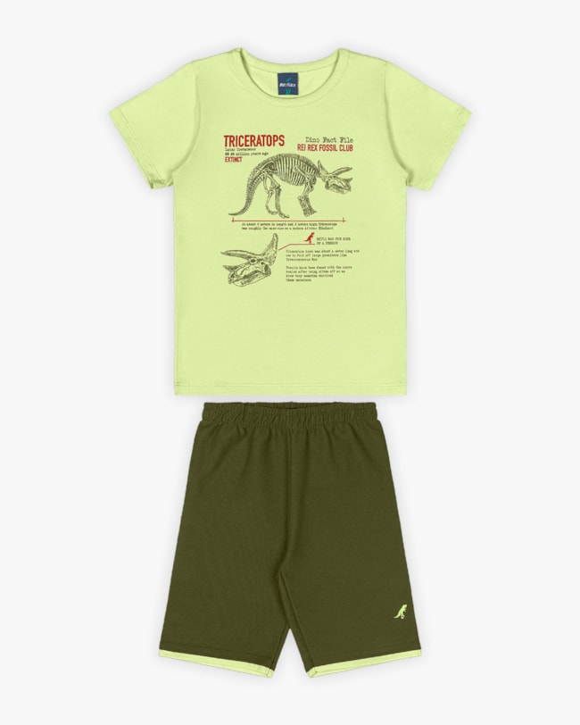 Conjunto Infantil Masculino Estampa Triceratops - ReiRex - Matcha-ede8bf75-17b0-475d-8056-3b7d0071695a