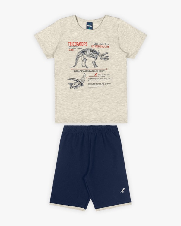 Conjunto Infantil Masculino Estampa Triceratops - ReiRex - Mescla