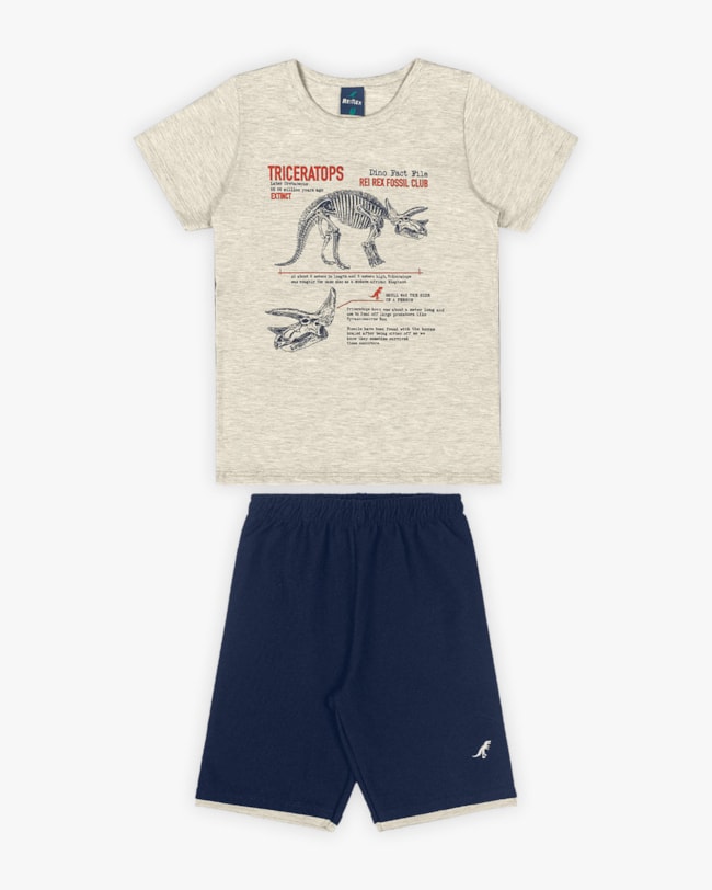 Conjunto Infantil Masculino Estampa Triceratops - ReiRex - Mescla-2bc03e10-ee20-467b-b06b-7539b91e7e58