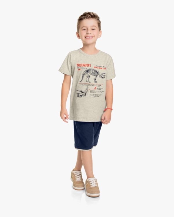 Conjunto Infantil Masculino Estampa Triceratops - ReiRex - Mescla