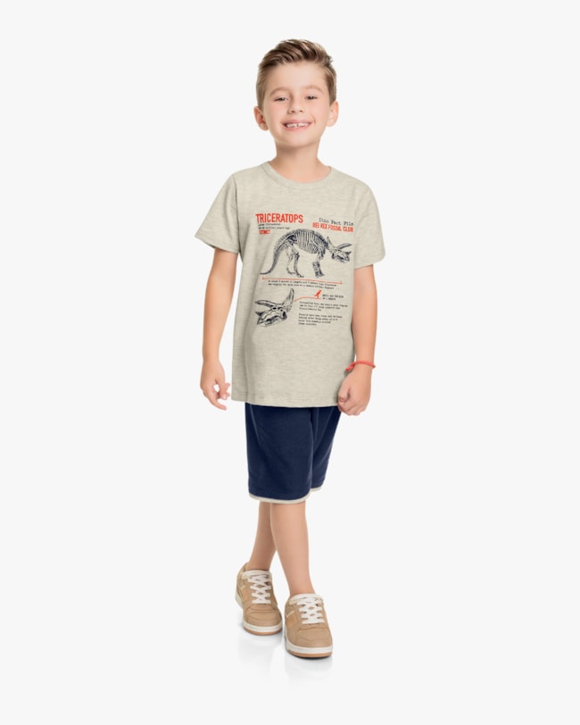 Conjunto Infantil Masculino Estampa Triceratops - ReiRex - Mescla-5be4507d-70df-43d2-ba62-d3ef27682f94