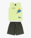 Conjunto Infantil Masculino Regata com Estampa e Bermuda - ReiRex - Matcha-09959372-c092-4f41-964d-90fae53cdea4