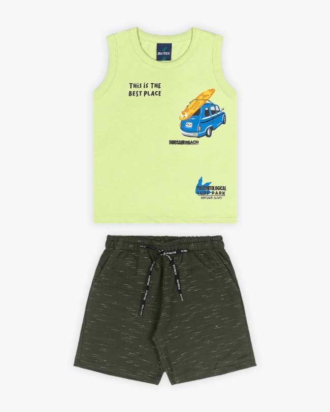 Conjunto Infantil Masculino Regata com Estampa e Bermuda - ReiRex - Matcha-24346272-1998-419c-8771-00b8bfafb59f