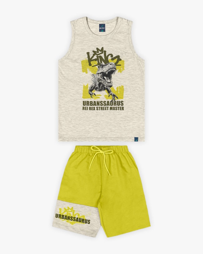 Conjunto Infantil Masculino Regata e Bermuda com Estampa- ReiRex -Oxford-36ade083-d098-4096-aea2-272ba611e04e