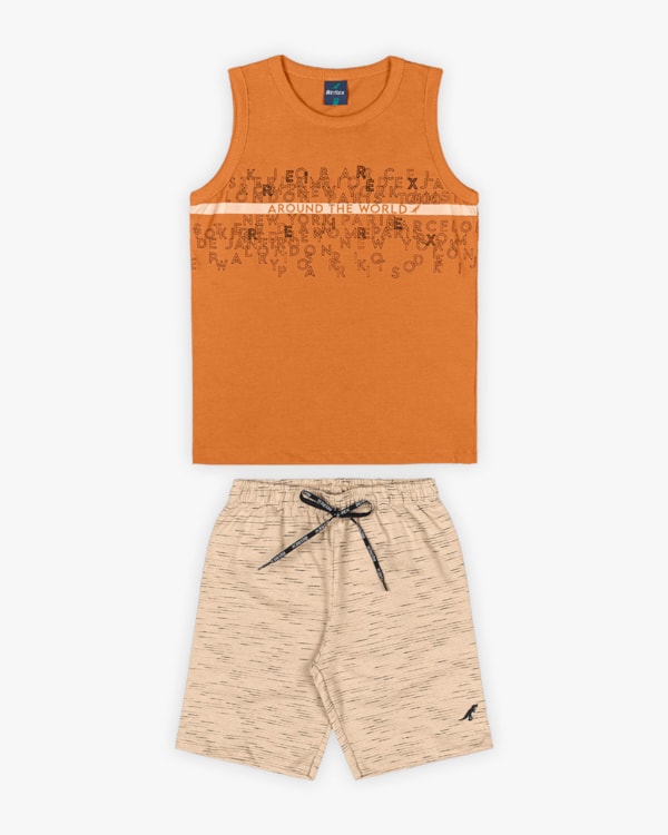 Conjunto Infantil Masculino Regata e Bermuda - Rei Rex - Amarelo